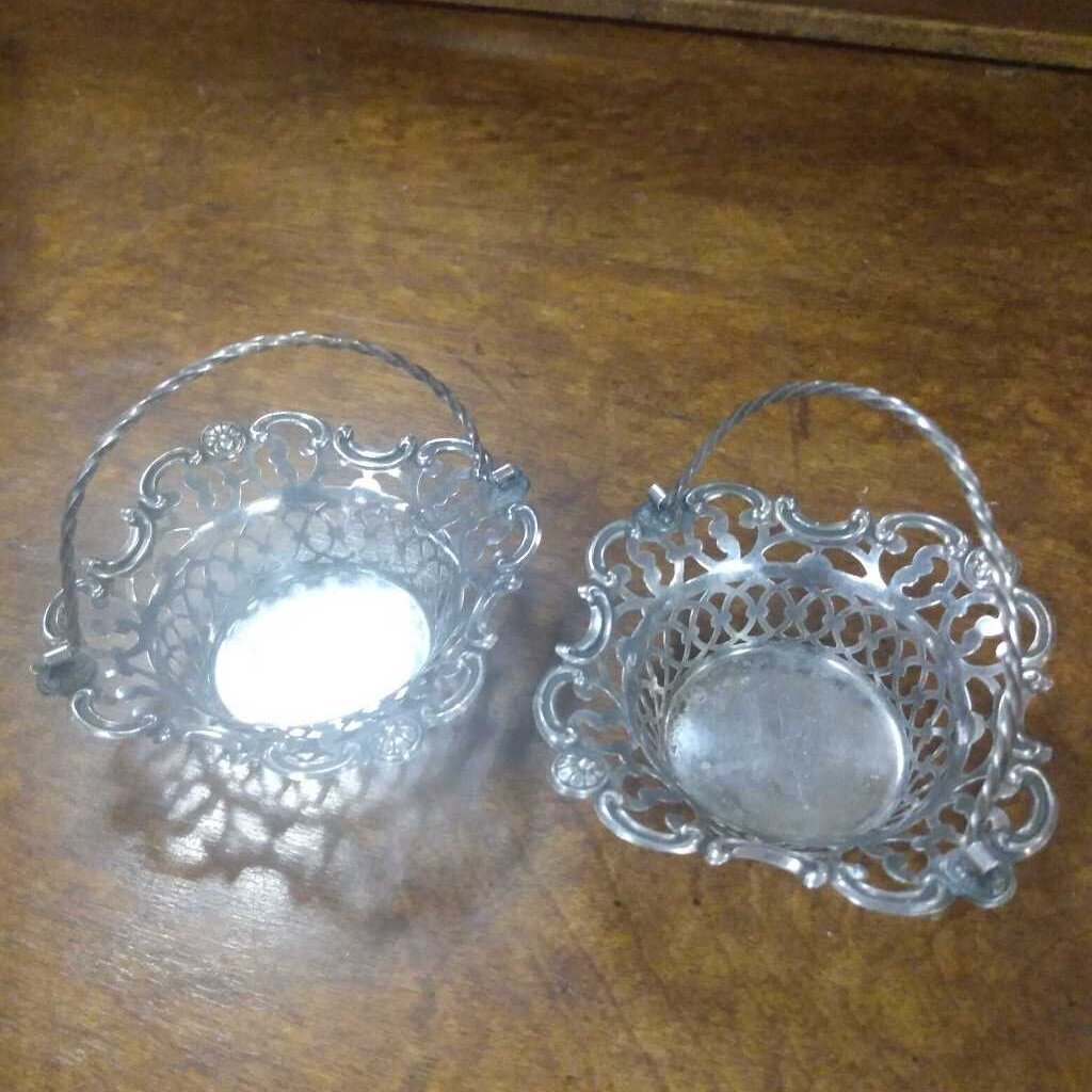 Silverplate Filagree Baskets (Pair) 4"x4"
