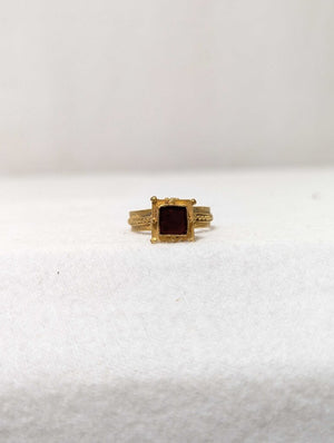 Ancient Roman Ring w/ Carnelian 22k Yellow Gold ( flat square stone )