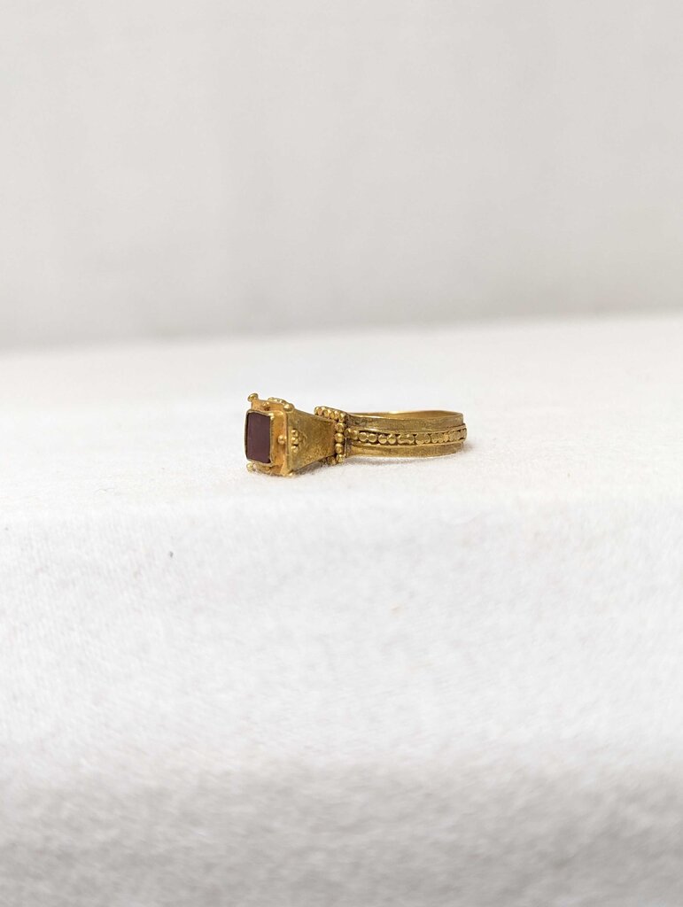 Ancient Roman Ring w/ Carnelian 22k Yellow Gold ( flat square stone )