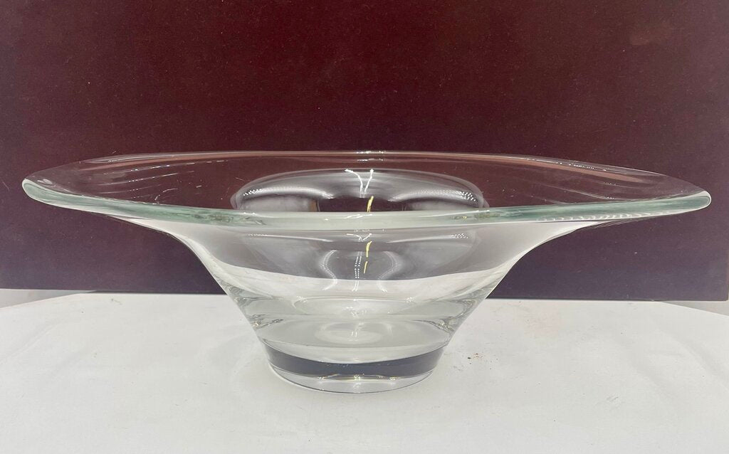 Italian Murano Style Blown Glass Thick Glass Elliptical Shape Footed Bowl