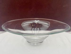 Italian Murano Style Blown Glass Thick Glass Elliptical Shape Footed Bowl