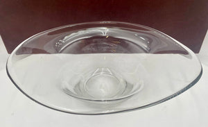 Italian Murano Style Blown Glass Thick Glass Elliptical Shape Footed Bowl