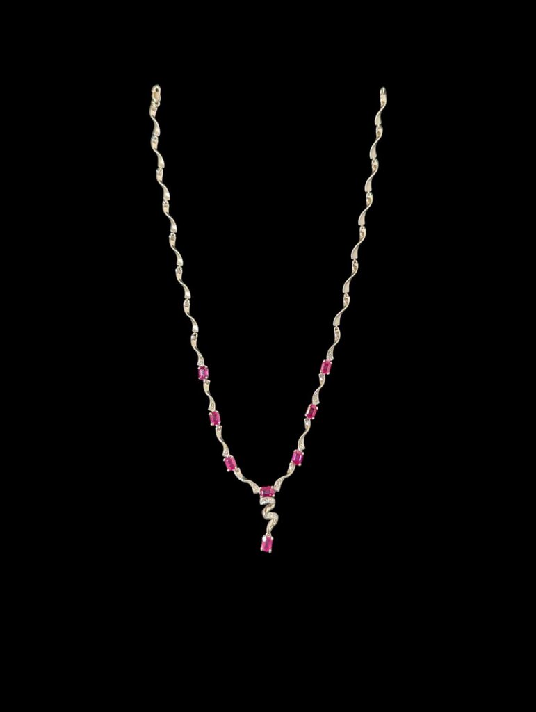 Ruby & Diamond Necklace 18k White Gold