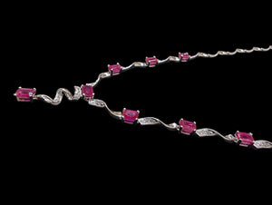 Ruby & Diamond Necklace 18k White Gold