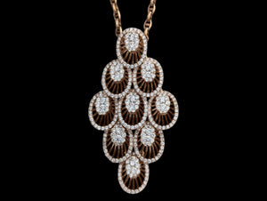 Pendant 18k Rose Gold w/ Diamonds & Chain