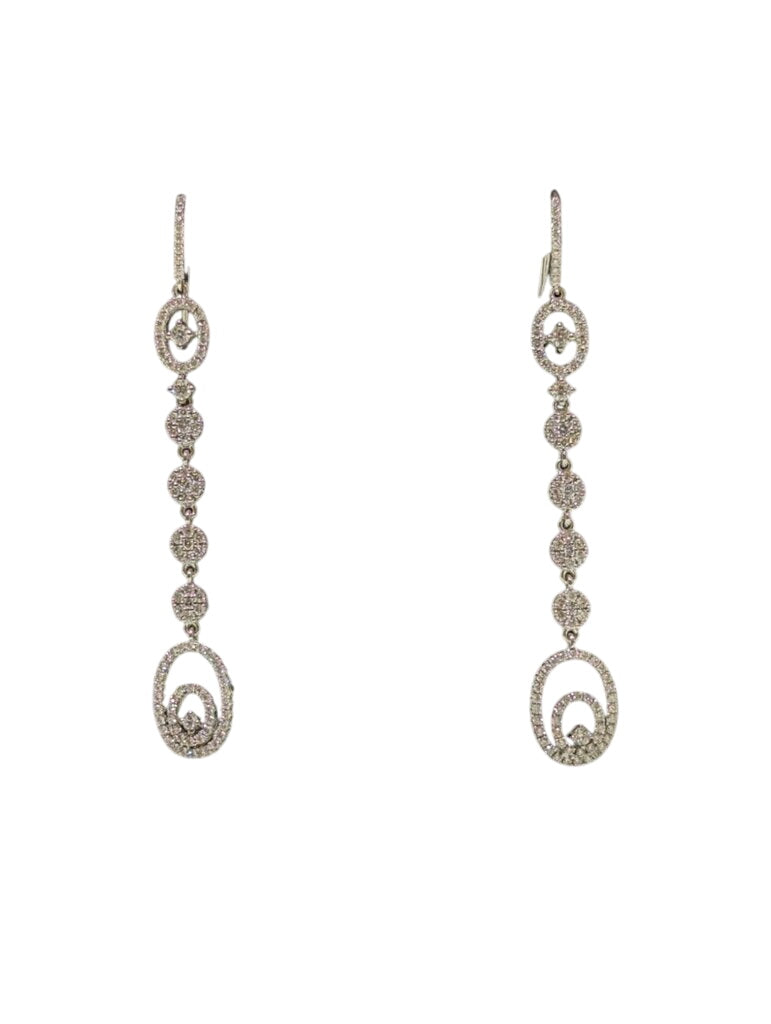 Diamond Earrings 18k White Gold ( drop down w/ circles) by Miss Daisy's Consignment & Auction House