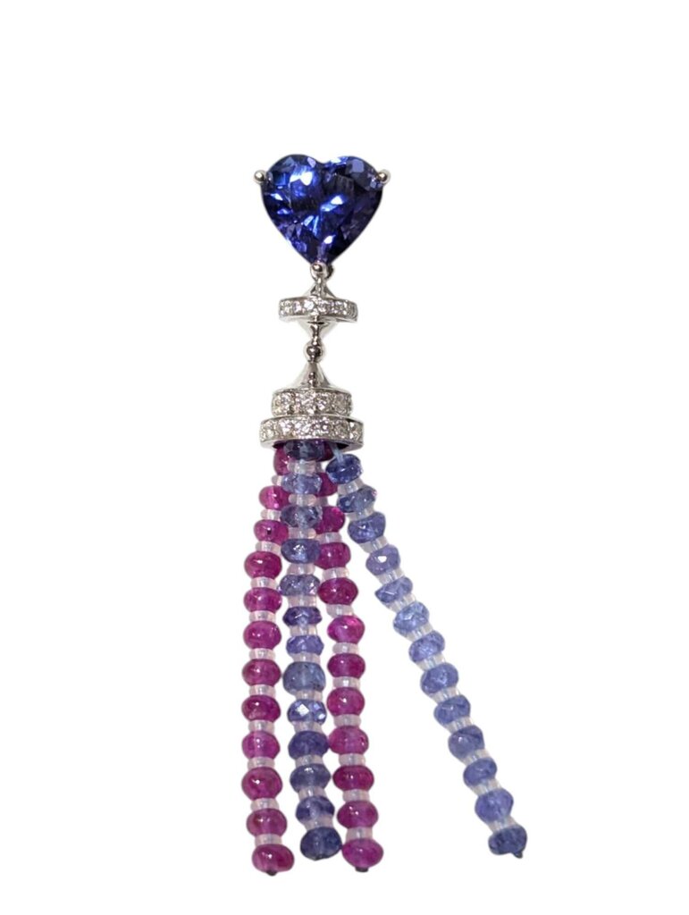 Heart Tanzanite Earrings 18k White Gold