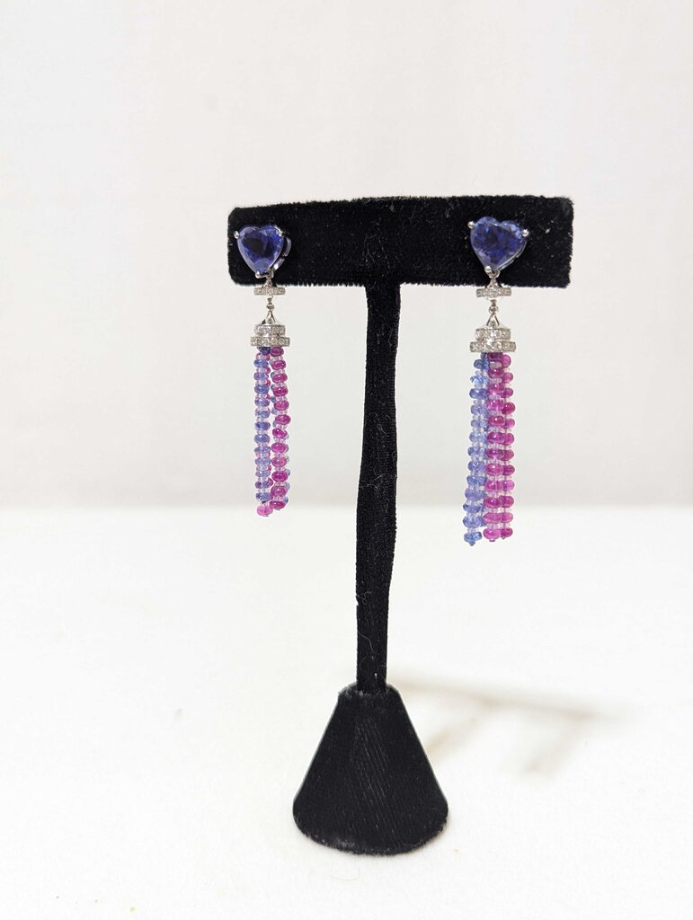 Heart Tanzanite Earrings 18k White Gold