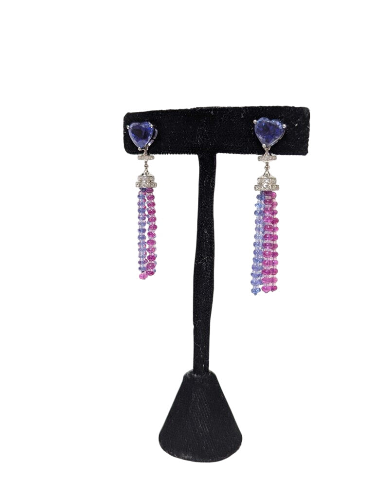 Heart Tanzanite Earrings 18k White Gold by Miss Daisy's Consignment & Auction House