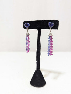 Heart Tanzanite Earrings 18k White Gold