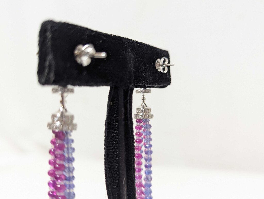 Heart Tanzanite Earrings 18k White Gold