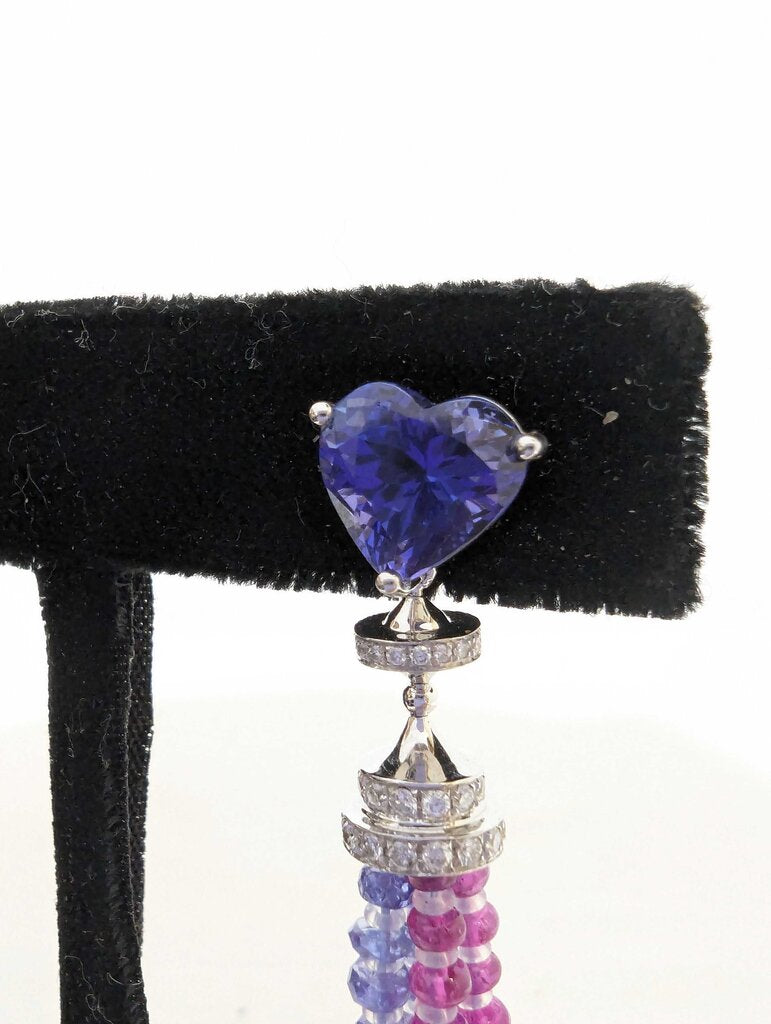 Heart Tanzanite Earrings 18k White Gold