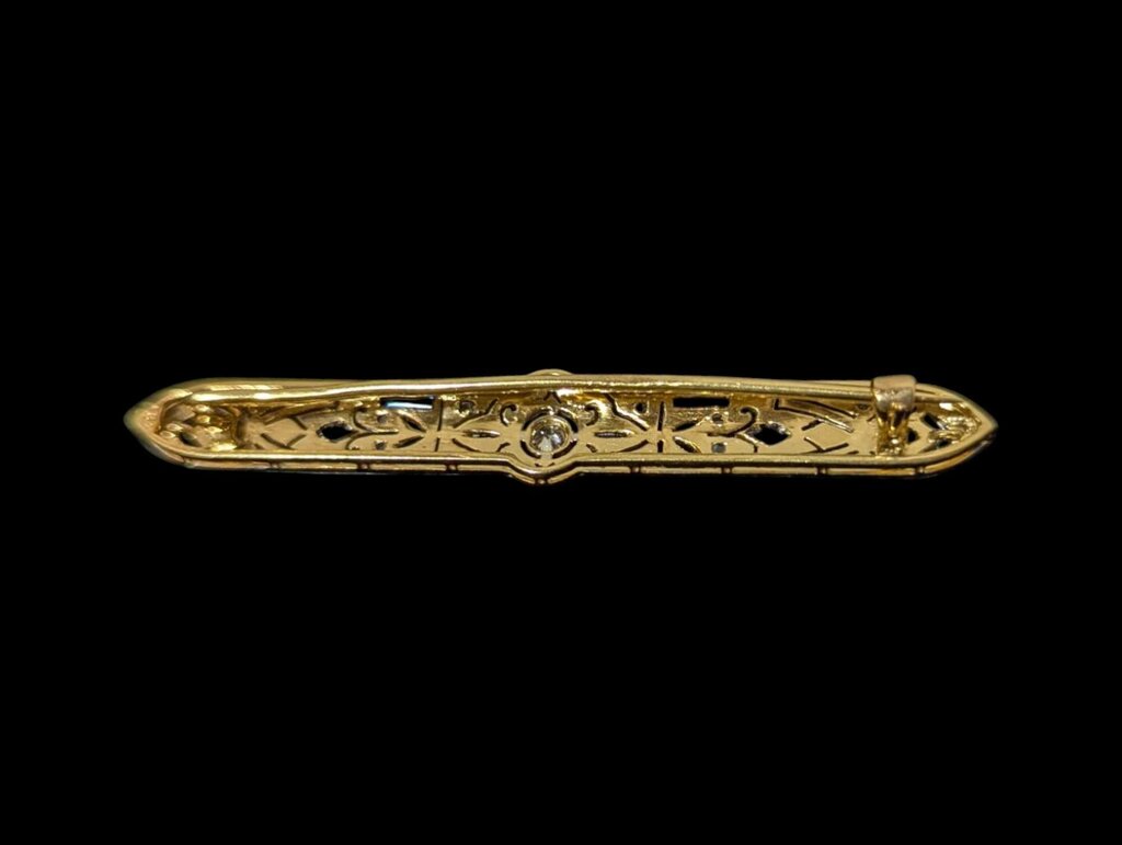 Brooch w/ Diamond & Sapphires 18k White & Yellow Gold