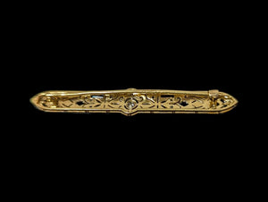 Brooch w/ Diamond & Sapphires 18k White & Yellow Gold