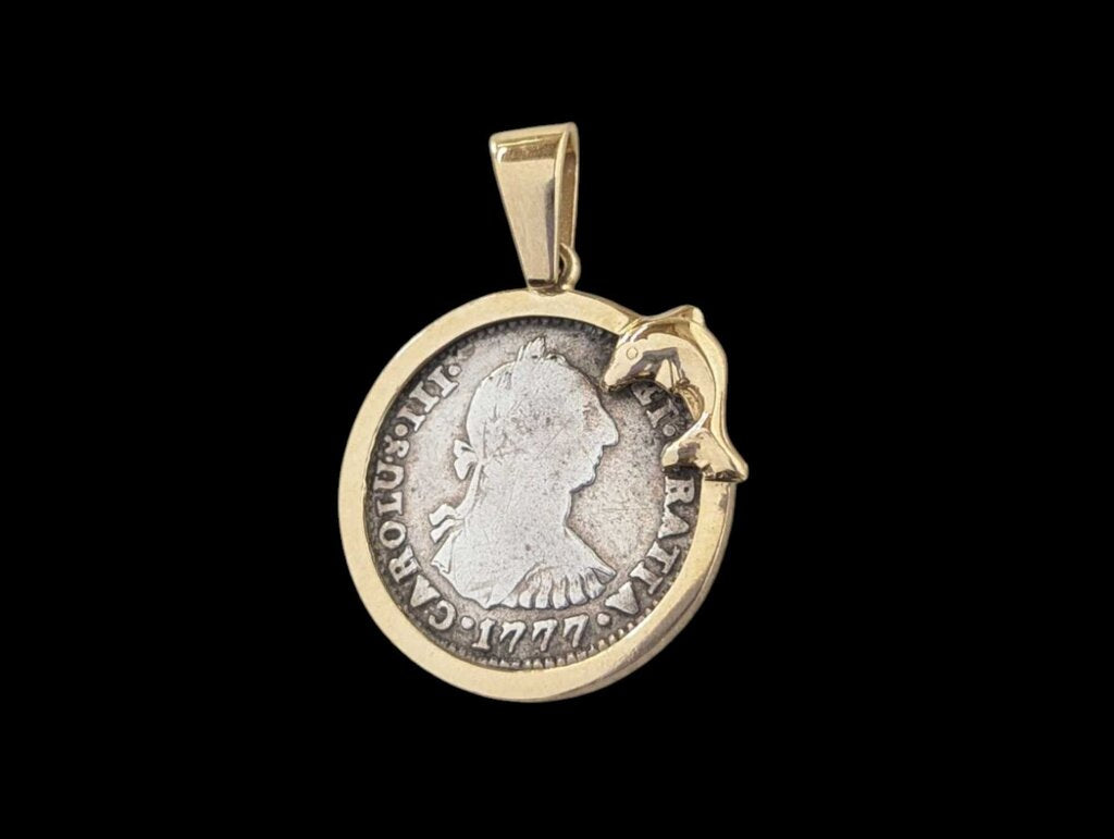 1777 pipr 1 Real in 14k Yellow Gold Bezel ( dolphin on bezel )