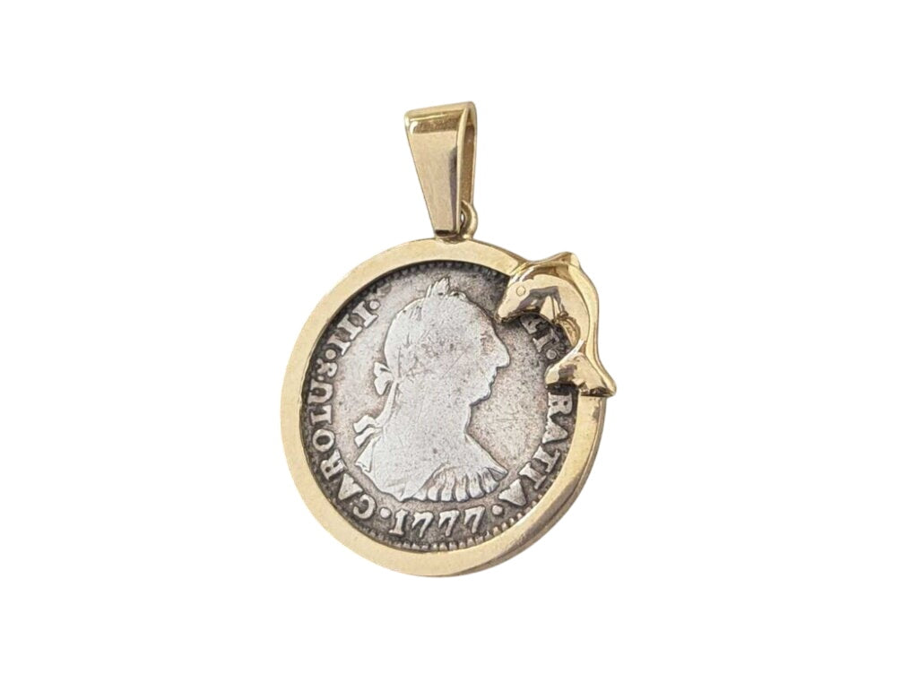 1777 pipr 1 Real in 14k Yellow Gold Bezel ( dolphin on bezel ) by Miss Daisy's Consignment & Auction House
