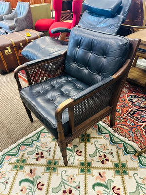 Black Leather Rattan Accent Chair