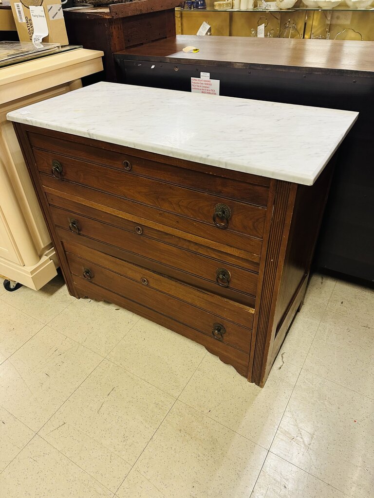 Marble Top 3 Drawer Dresser 17x36x30