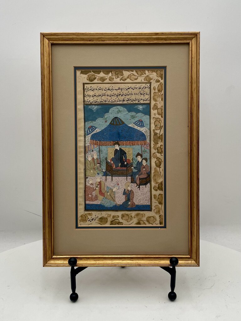 Persian Original Hand Painted Watercolor & Ink Scene from "Shahnameh" a Poem by Ferdowsi 10th-11th CE