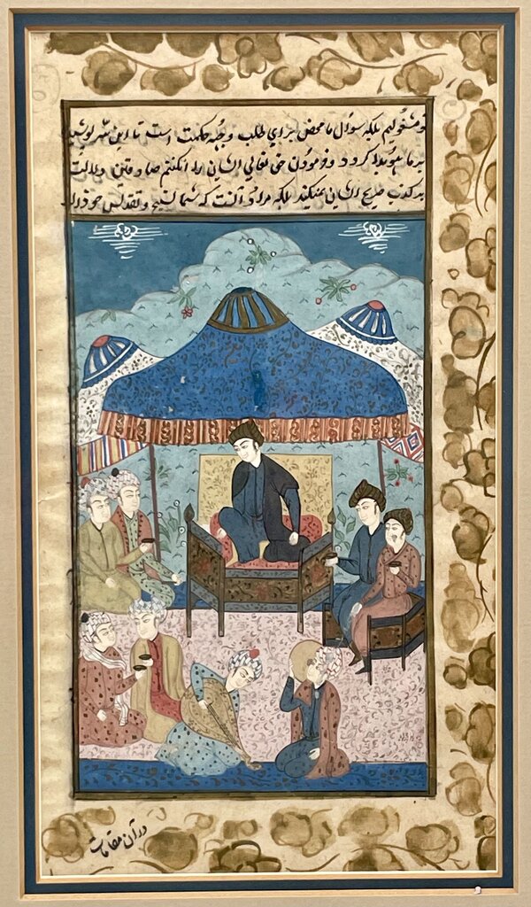 Persian Original Hand Painted Watercolor & Ink Scene from "Shahnameh" a Poem by Ferdowsi 10th-11th CE
