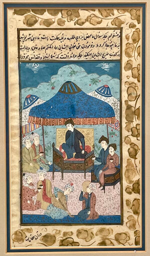 Persian Original Hand Painted Watercolor & Ink Scene from "Shahnameh" a Poem by Ferdowsi 10th-11th CE