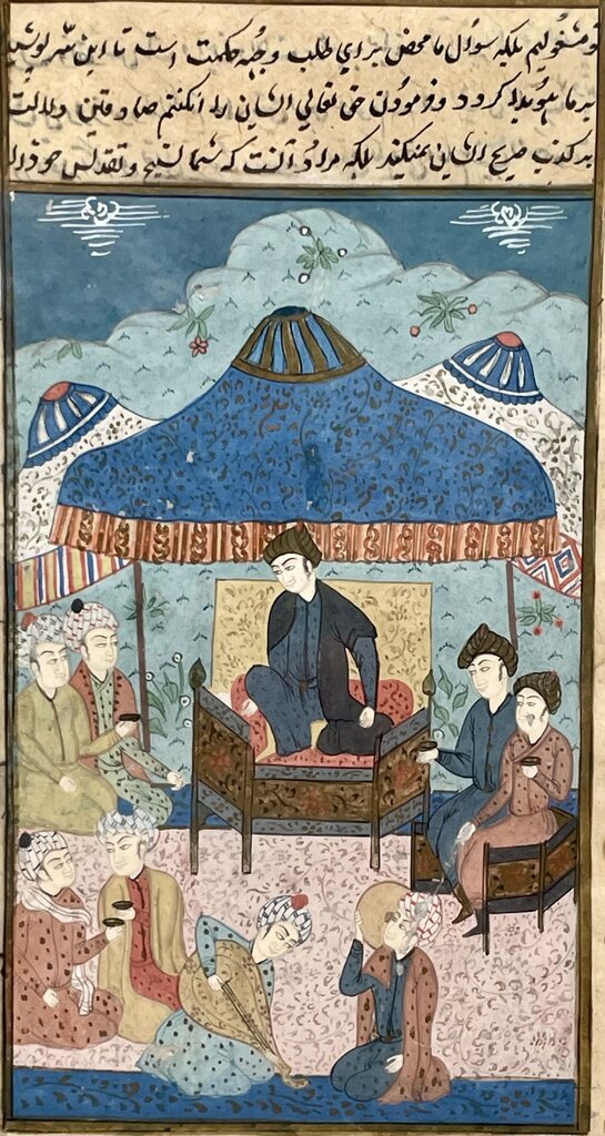 Persian Original Hand Painted Watercolor & Ink Scene from "Shahnameh" a Poem by Ferdowsi 10th-11th CE