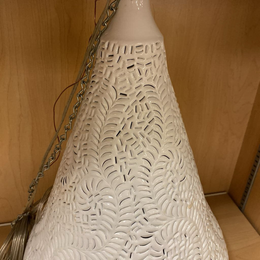 Pierced Tear Drop Lantern Fern Motif