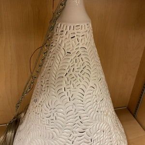 Pierced Tear Drop Lantern Fern Motif