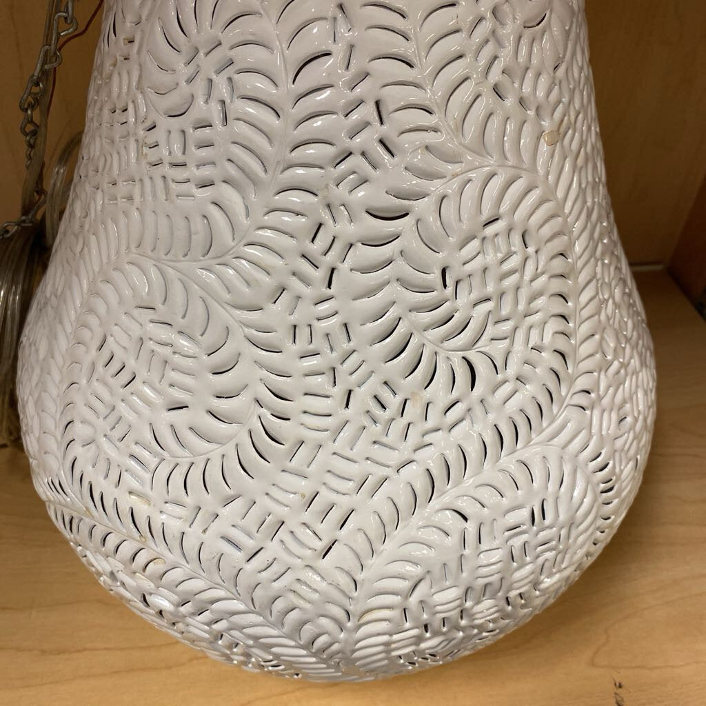 Pierced Tear Drop Lantern Fern Motif