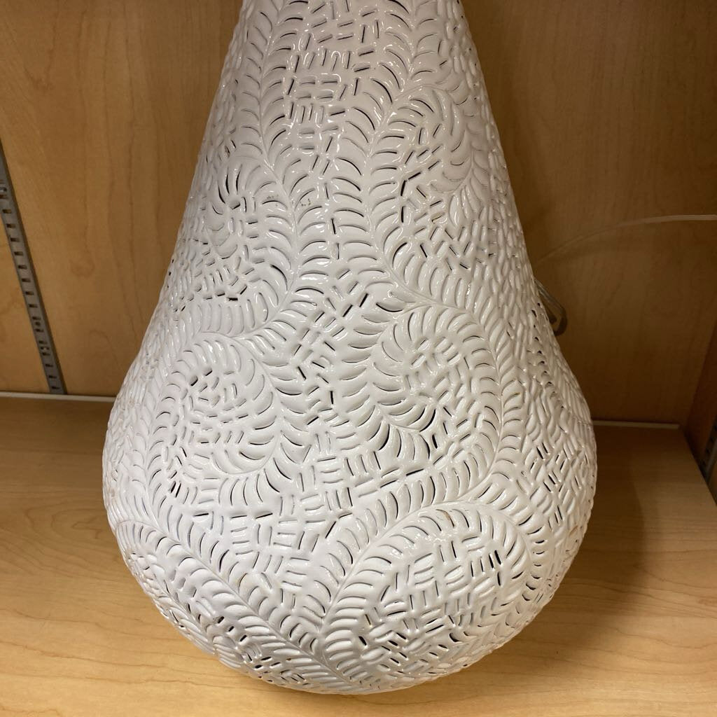 Pierced Tear Drop Lantern Fern Motif