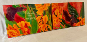 Vintage Floral Urethane Lacquered Wall Pop Art (2Pcs)