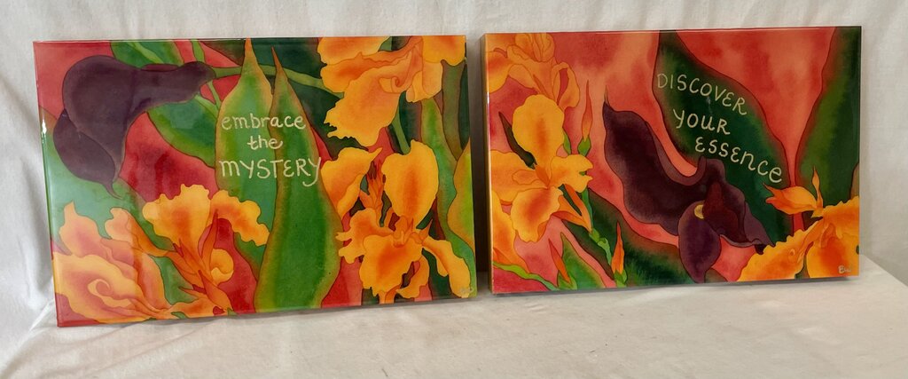 Vintage Floral Urethane Lacquered Wall Pop Art (2Pcs)