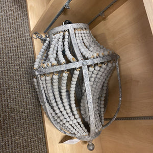 Distressed Gray Wood Beaded Chandelier