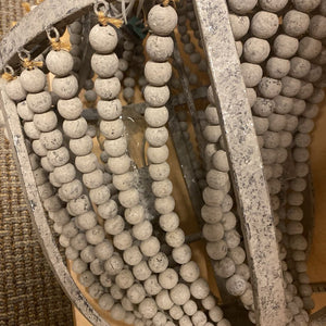 Distressed Gray Wood Beaded Chandelier