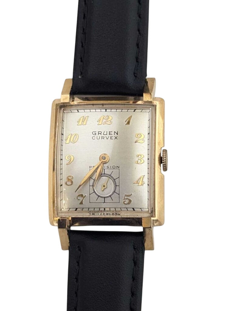 Vintage Gruen Curvex Watch 14k Yellow Gold (engraving) by Miss Daisy's Consignment & Auction House