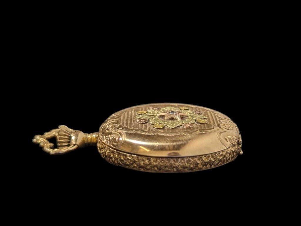 Elgin Pocket Watch w/ Diamond 14k Tri-color Gold (small)