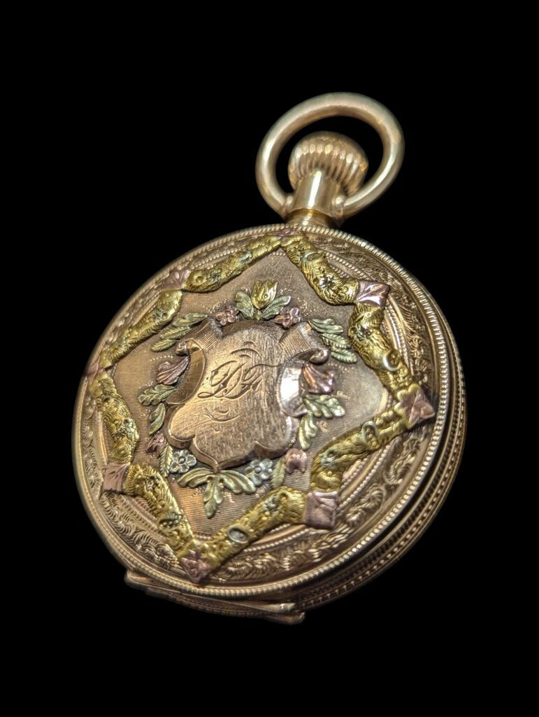 Elgin Pocket Watch w/ Diamonds 14k Tri-color Gold (large)