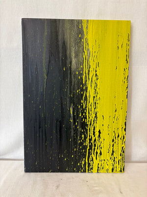 Black & Yellow Abstract Oil on Canvas Artist Unknown (b)