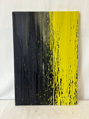 Black & Yellow Abstract Oil on Canvas Artist Unknown (b)