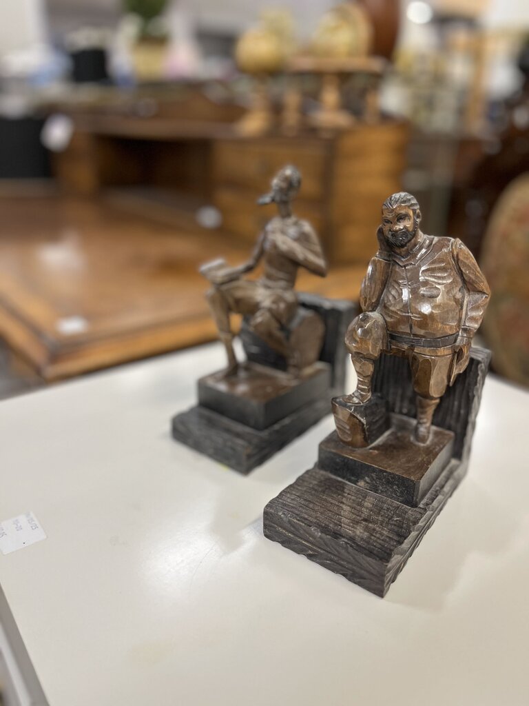 Vintage Hand Carved Don Quixote Sancho Panza Bookend