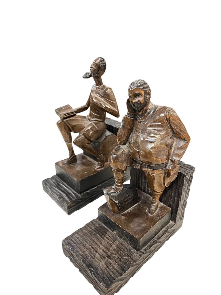 Vintage Hand Carved Don Quixote Sancho Panza Bookend