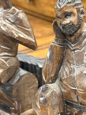 Vintage Hand Carved Don Quixote Sancho Panza Bookend