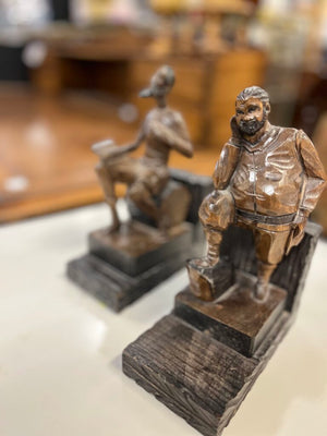 Vintage Hand Carved Don Quixote Sancho Panza Bookend