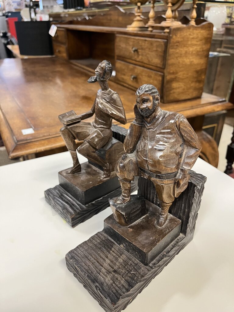 Vintage Hand Carved Don Quixote Sancho Panza Bookend