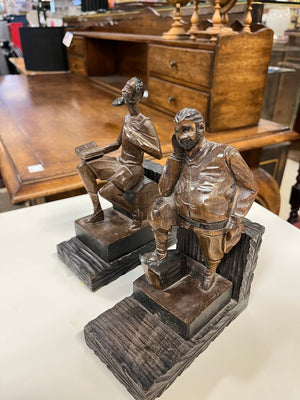 Vintage Hand Carved Don Quixote Sancho Panza Bookend