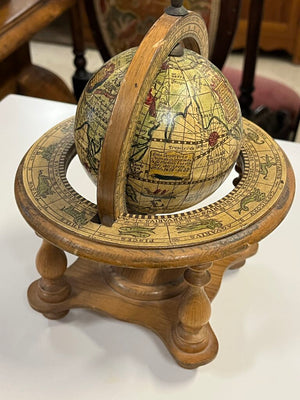 Vintage Astrological Mini Globe With 4 Legged Stand