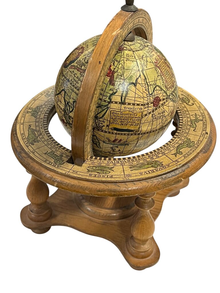 Vintage Astrological Mini Globe With 4 Legged Stand