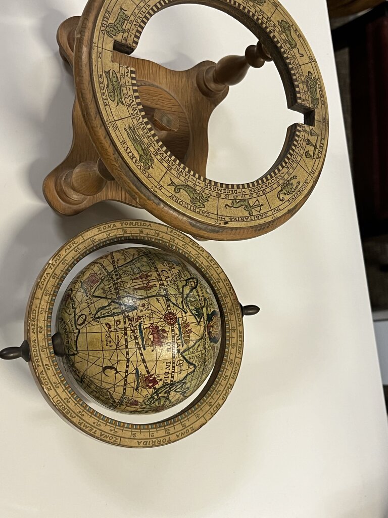 Vintage Astrological Mini Globe With 4 Legged Stand
