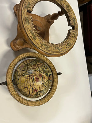 Vintage Astrological Mini Globe With 4 Legged Stand