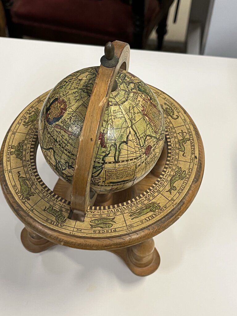 Vintage Astrological Mini Globe With 4 Legged Stand